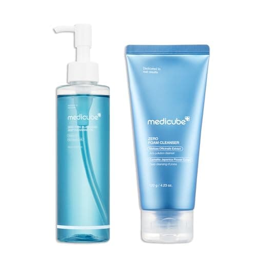 medicube Double Cleanser Duo for Facial Cleansing: Zero Pore Blackhead Deep Cleansing Oil and Zero Foam Cleanser - Image 1