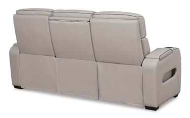 Signature Design by Ashley Boyington Contemporary Leather Match Power Reclining Sofa with USB Charging Ports, LED Lights and Adjustable Headrest, Light Gray - Image 6