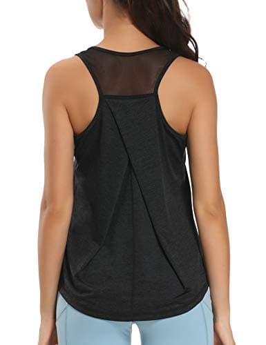 Aeuui Womens Workout Tops for Women Racerback Mesh Yoga Shirts Athletic Running Tank Tops Sleeveless Gym Clothes Dark Grey - Image 1