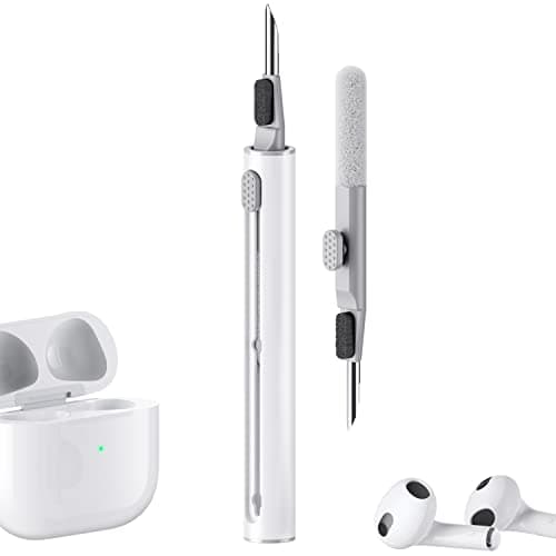 Hyashee Cleaner Kit for Airpods Pro 1 2 3 Multi-Function Cleaning Pen with Soft Brush Flocking Sponge for Bluetooth Earphones Case Cleaning Tools White - Image 1