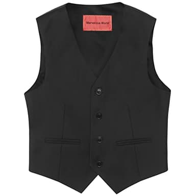 Marvelous World Boys Black Slim Fit Suits Set Formal Suits 3-Piece Size 10 Suits for Kids Toddler Tuxedos Dresswear Ring Bearer Outfit Boys Wedding Suits Dress Clothes Teen Youth Adjustable Waist - Image 5