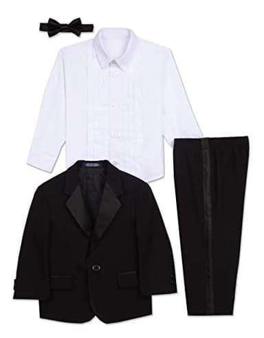 Nautica Little Boy's Tuxedo Set with Jacket, Pant, Shirt, and Bow Tie Suit, Black Tuxedo, 5 - Image 5
