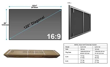 AWOL VISION, 120' Fixed Frame, Serriform ALR Projector Screen, 80% Picture Quality Improved, 95% Ceiling Light Rejecting, Cinematic Screen, Ultra Short Throw, 170° Viewing Angle - Image 9