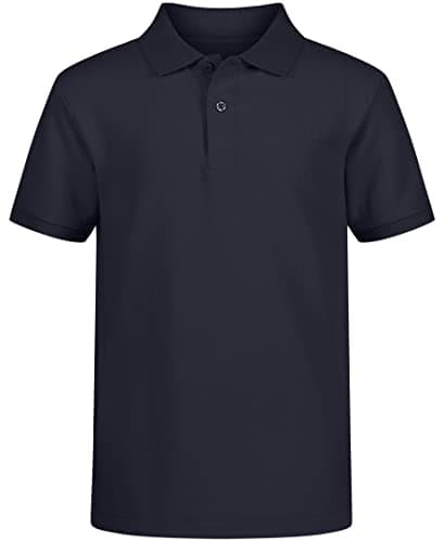 IZOD Boys School Uniform Short Sleeve Shirt, Button Closure, Comfortable & Soft Pique Fabric Polo, Navy, 10-12 US - Image 1