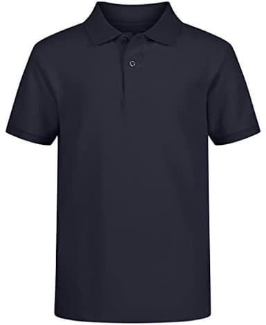 IZOD Boys School Uniform Short Sleeve Shirt, Button Closure, Comfortable & Soft Pique Fabric Polo, Navy, 10-12 US - Image 1
