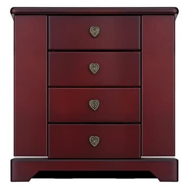 RR ROUND RICH DESIGN Jewelry Box - Made of Solid Wood with Cabinet Type 4 Drawers Organizer and 2 Doors on Sides - Dark Brown - Image 1
