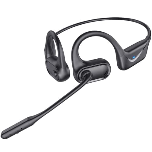 CPTEA Bluetooth Headset with Microphone, Open Ear Headphones, Dual Connect Bluetooth 5.4 Headphones with Noise Cancelling & Mute, Wireless Headset with Mic for Work, Mobile, Tablets, Laptops - Black - Image 1
