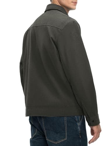 Rdruko Mens Lightweight Casual Jacket Full Zip Laydown Collar Golf Outdoor Work Jackets with Zip Pockets Deep Grey M - Image 4
