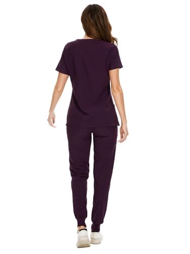 COZYFIT Scrubs for Women Set - Stretch V-Neck Scrub Top & Jogger Pant with 8 Pockets, Yoga Waistband, Anti Wrinkle, Slim Fit Women Scrubs - Image 2