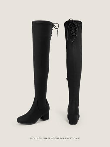 DREAM PAIRS Women's Laurence Over The Knee Thigh High Chunky Heel Boots Long Stretch Sexy Fall Boots,Size 8,Black,Laurence - Image 2