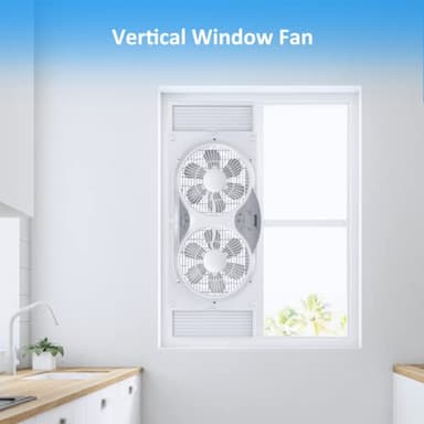 shinic 9" Twin Window Fan with Reversible Airflow, Removable Cover and Bug Screen, Remote Control, 3 Functions-3 Speeds, Width Adjustable (23.5" to 37"), Bathroom Kitchen Window Fan ETL Certified - Image 7