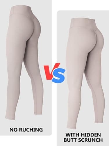 Sunzel Sunzfly Invisible Butt Scrunch Workout Leggings for Women, Butt Lifting High Waisted Gym Yoga Pants with Tummy Control 28" Beige X-Small - Image 3