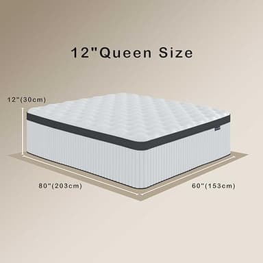 Tegeniss Queen Mattress, 12 Inch Mattresses Queen Size in a Box, Individually Wrapped Pocket Spring Mattresses,Pressure Relief, Medium Firm Support, Breathable and Low Motion Transfer - Image 2