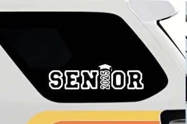 Senior 2025 White Vinyl Decal - 3x11 Inch, Adhesive Sticker for Cars, Laptops, and More - Image 2