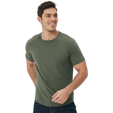 netdraw Men's Ultra-Soft Bamboo Viscose T-Shirt, Curved Hem Lightweight Cooling Cotton Blend Casual Tee, Olive Green, Large - Image 4