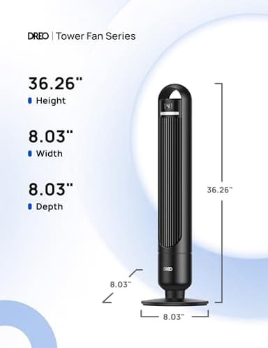 Dreo Tower Fan for Bedroom, 90° Oscillating Standing Fans for Room with 4 Speeds, 3 Modes, 28dB Quiet for Sleep, 25ft/s Velocity, 8H Timer, Remote, Living Room, Office, Home, Black, TF117 - Image 2