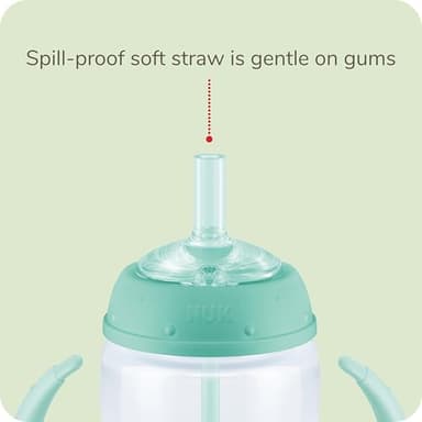 NUK Learner Straw Cup, 5oz, 2-Pack - Toddler Sippy Cup with Soft Straw for Easy Drinking, Suitable for Ages 8 Months and Up, Green - Image 5