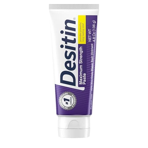 Desitin Maximum Strength Baby Diaper Rash Cream, 40% Zinc Oxide, Hypoallergenic No Added Parabens & Dyes, Protects & Relieves Baby’s Skin for Up to 12 Hours, Prevents Diaper Rash, 4.8 oz Tube - Image 1