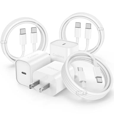 Cndons Fast Charger for iPhone 17 16 15 Charger 3Pack, 6+6+10ft USB-C to USBC Cable Cord &20W Type C Block Fast Charging for iPhone 17/16/15 Pro Max,Pro,Plus,16e,17 Air, iPad Pro/Air/Mini - Image 1