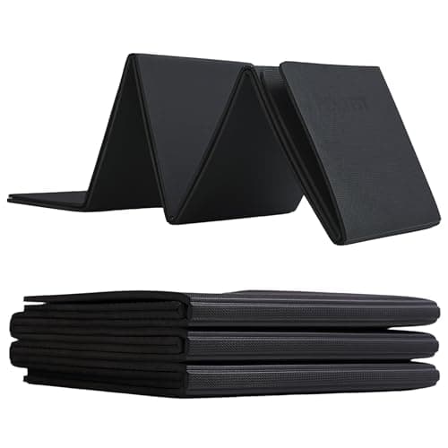 Foldable Yoga Mat for Travel and Home Workouts - 7mm Thick Yoga Mat for Yoga, Pilates, and Floor Exercises - Black - Image 1