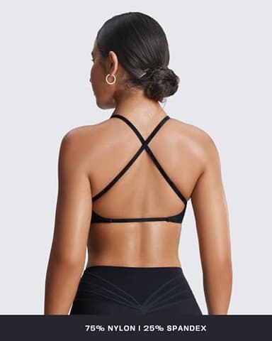 Aoxjox Women's Workout Sports Bras Fitness Sienna Low Impact Bra Yoga Crop Tank (Cloud Black, Small) - Image 3