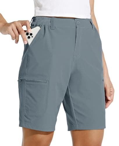 Willit Women's 10" Hiking Cargo Shorts Stretch Golf Active Long Shorts Quick Dry Outdoor Summer Shorts Utility Blue M - Image 1