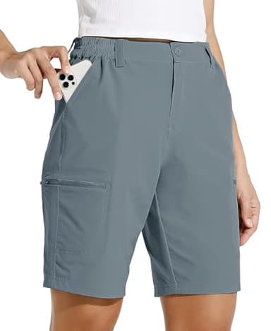 Willit Women's 10" Hiking Cargo Shorts Stretch Golf Active Long Shorts Quick Dry Outdoor Summer Shorts Utility Blue M - Image 1
