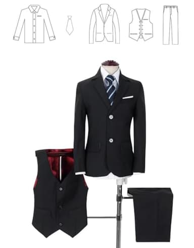 YuanLu Boys Suits with Blazer Pants Vest Shirt and Tie Kids Suit for Wedding Size 8 Black - Image 4
