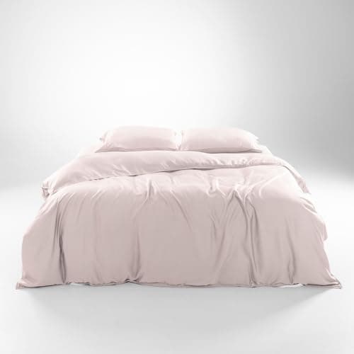 Olive + Crate Tencel Eucalyptus Cooling Duvet Cover Set - Hypoallergenic, Lyocell Tencel Duvet Cover - Soft, Temperature Regulating with Hidden Button Closure & Corner Ties - King Size [Barely Pink] - Image 1
