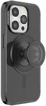 PopSockets iPhone 15 Pro Case with Round Phone Grip Compatible with MagSafe, Phone Case for iPhone 15 Pro, Wireless Charging Compatible - Black Translucent - Image 2