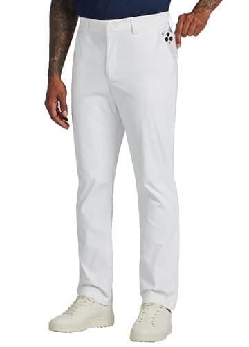 Willit Mens Golf Pants Stretch Dress Pants Quick Dry Work Business Slacks Casual Pants with 4 Pockets White 30W x 34L - Image 1