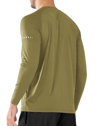NORTHYARD Men's Sun Protection UPF 50+ Shirts Long Sleeve Swim Rash Guard Shirt Workout Running Athletic Gym UV Fish Hiking KHAKIGREEN XL - Image 2