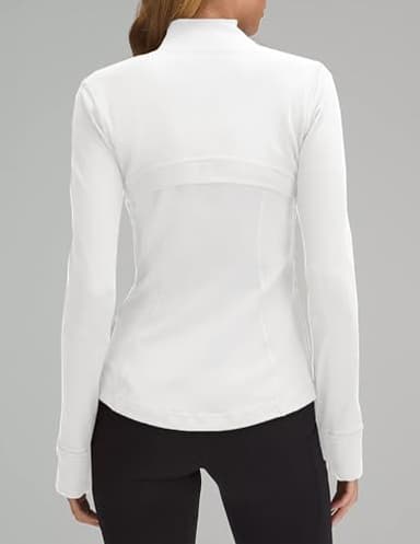 PINSPARK Womens Hiking Slim Jackets Long Sleeve Athletic Sport Swear Lightweight Yoga Workout Jacket with Thumb Holes White M - Image 5