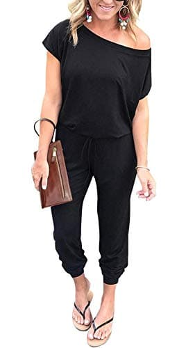 PRETTYGARDEN Jumpsuits for Women 2025 Summer Dressy Off Shoulder Romper Spring Vacation Travel Lounge Outfits Clothes (Black,X-Large) - Image 7