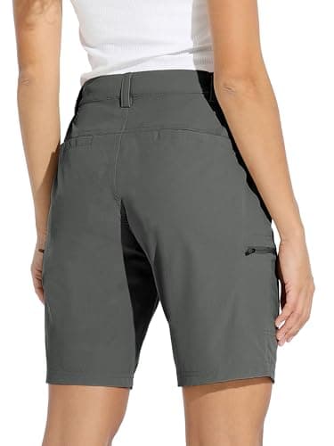 Willit Women's 10" Hiking Cargo Shorts Stretch Golf Active Long Quick Dry Outdoor Summer Shorts Forge Grey M - Image 2