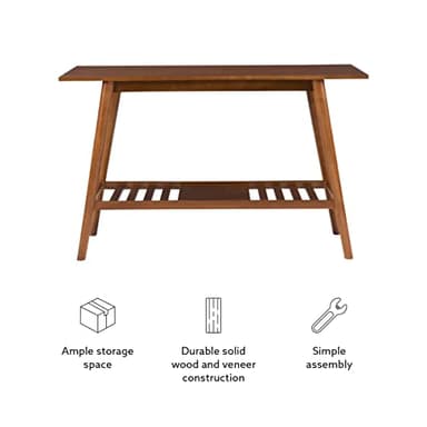 Linon Melissa Mid-Century Modern Walnut Console Table - Image 12