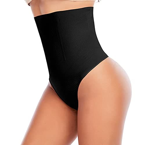 Werena Tummy Control Thong Shapewear for Women Seamless Shaping Thong Panties Body Shaper Underwear(03# Black-high rise wire,Large) - Image 1