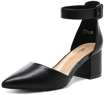 DREAM PAIRS ANNEE Pointed Toe Low Chunky Heels Pump Shoes - Image 3