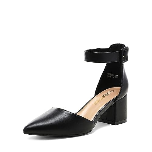 DREAM PAIRS Womens Low Heel Pump Shoes, Black/Pu - 6 (Annee) - Image 1