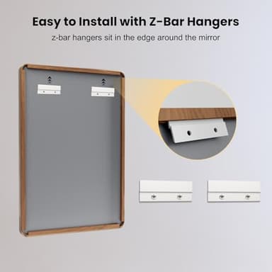 LOAAO 40X36 Inch Bathroom Mirror with Wood Grain Colored Metal Frame, Rounded Rectangle Metal Framed Bathroom Mirror, Anti-Rust, Hangs Horizontally or Vertically, Tempered Glass - Image 6