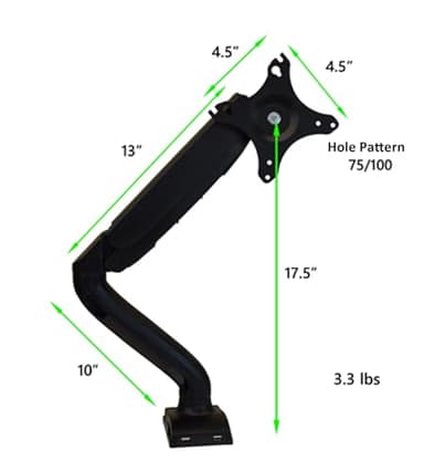 Single Monitor Arm Desk Mount, Computer Monitor Arm Mount w/2 USB Ports Adjustable Height Single Riser, Universal Clamp, Computer Riser, Work from Home Accessories - Image 3