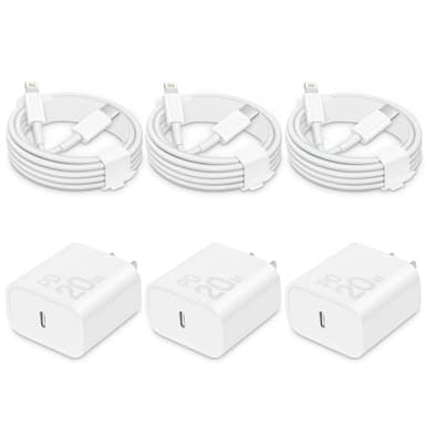 i Phone Charger Fast Charging-20W USB-C Block with 6 Ft Cord [MFi Certified] Compatible with i Phone 14/13/12/11/X Series, i Pad & More [3 Pack] - Image 1
