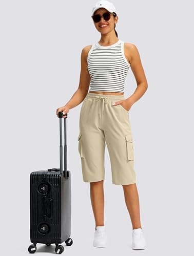 Viodia 15" Long Shorts for Women Hiking Cargo Bermuda Shorts Lightweight Knee Length Capris for Summer Travel Fishing - Image 7