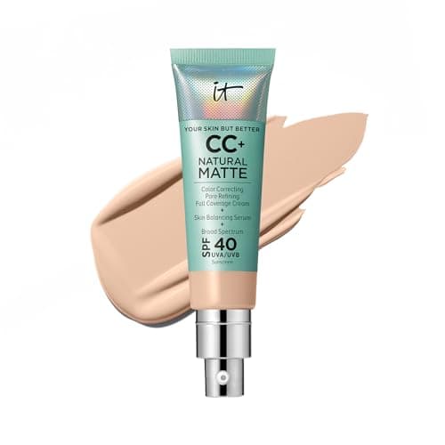 IT Cosmetics CC+ Cream Natural Matte (Fair Light) - Poreless Full Coverage Foundation With SPF 40, 16HR Shine Control, Color-Corrector, Skin-Balancing Serum, Noncomedogenic - 1.08 fl oz - Image 1