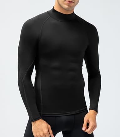 SPVISE Men's Compression Shirt Long Sleeve Mock Turtleneck Athletic Workout T-Shirts Running Tops Cool Gym Undershirts Black - Image 2