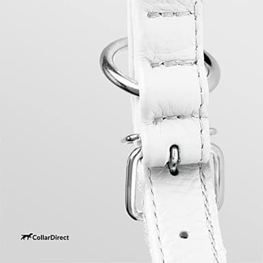 CollarDirect Rolled Leather Dog Collar, Soft Padded Round Puppy Collar, Handmade Genuine Leather Collar Dog Small Large Cat Collars 13 Colors (18-22 Inch, White Textured) - Image 3