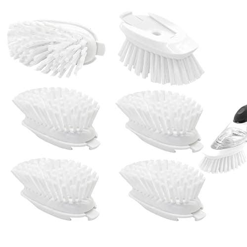 Brush Refills for OXO Dish Brush - 6 Pack Dish Brush Cleaning Soap Dispensing Head Replacement for Scrubber (White) - Image 1