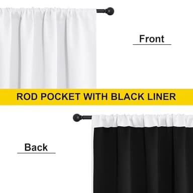 NICETOWN 100% Blackout Curtain Panels, Rod Pocket Window Curtains with Black Liner for Nursery, 84 inches Drop Cold and Full Light Blocking Draperies (White, 2 Pieces, 52 inches Wide Each Panel) - Image 5
