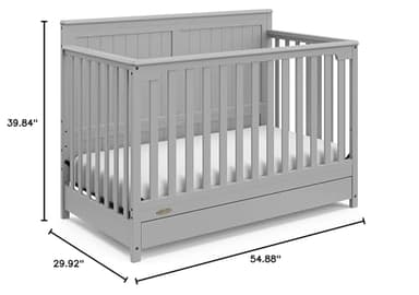 Graco Hadley 5-in-1 Convertible Crib with Drawer (Pebble Gray) – GREENGUARD Gold Certified, Crib with Drawer Combo, Full-Size Nursery Storage Drawer, Converts to Toddler Bed, Daybed - Image 17