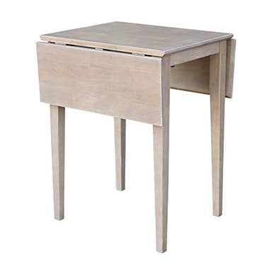 IC International Concepts, Solid Wood Small Drop Leaf Dining Table, Solid Real Wood, Sturdy Parawood,36 X 22 X 29, Minimum Assembly, Washed Gray Taupe - Image 13